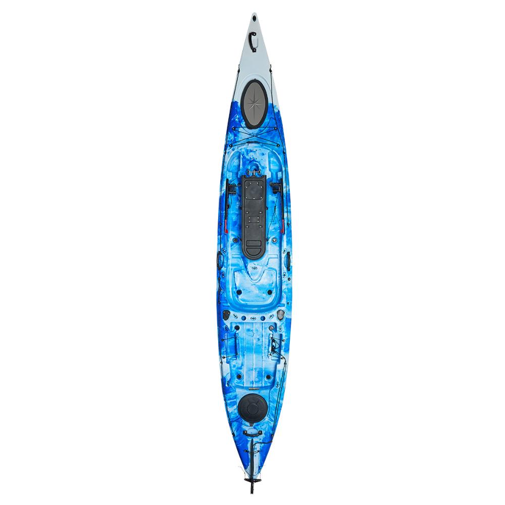 3.6M Pro Fishing Kayak Single 3 Rod Holders Seat Paddle Blue White Motor  Stern