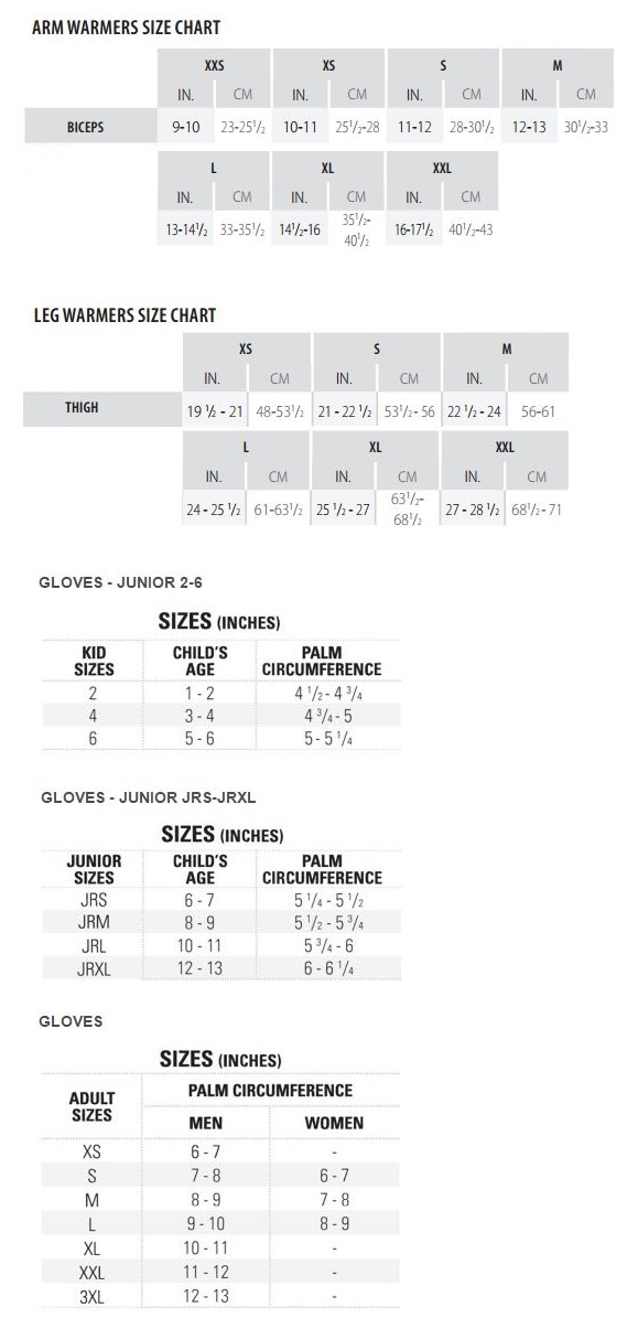 Louis Garneau Snowshoe Size Charts | NAR Media Kit